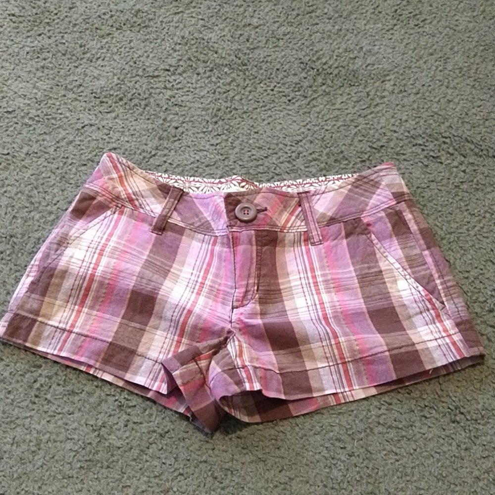 Aeropostale purple plaid shortie shorts xs sz 1/2